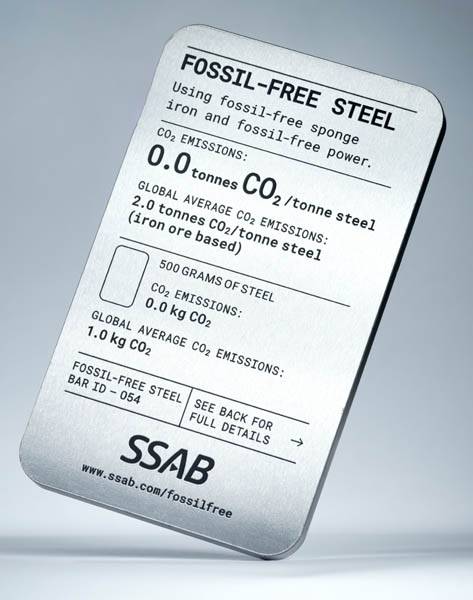 SSAB가 화석연료 없이 만든 철강(SSAB Fossil-free) 막대 / SSAB 제공
