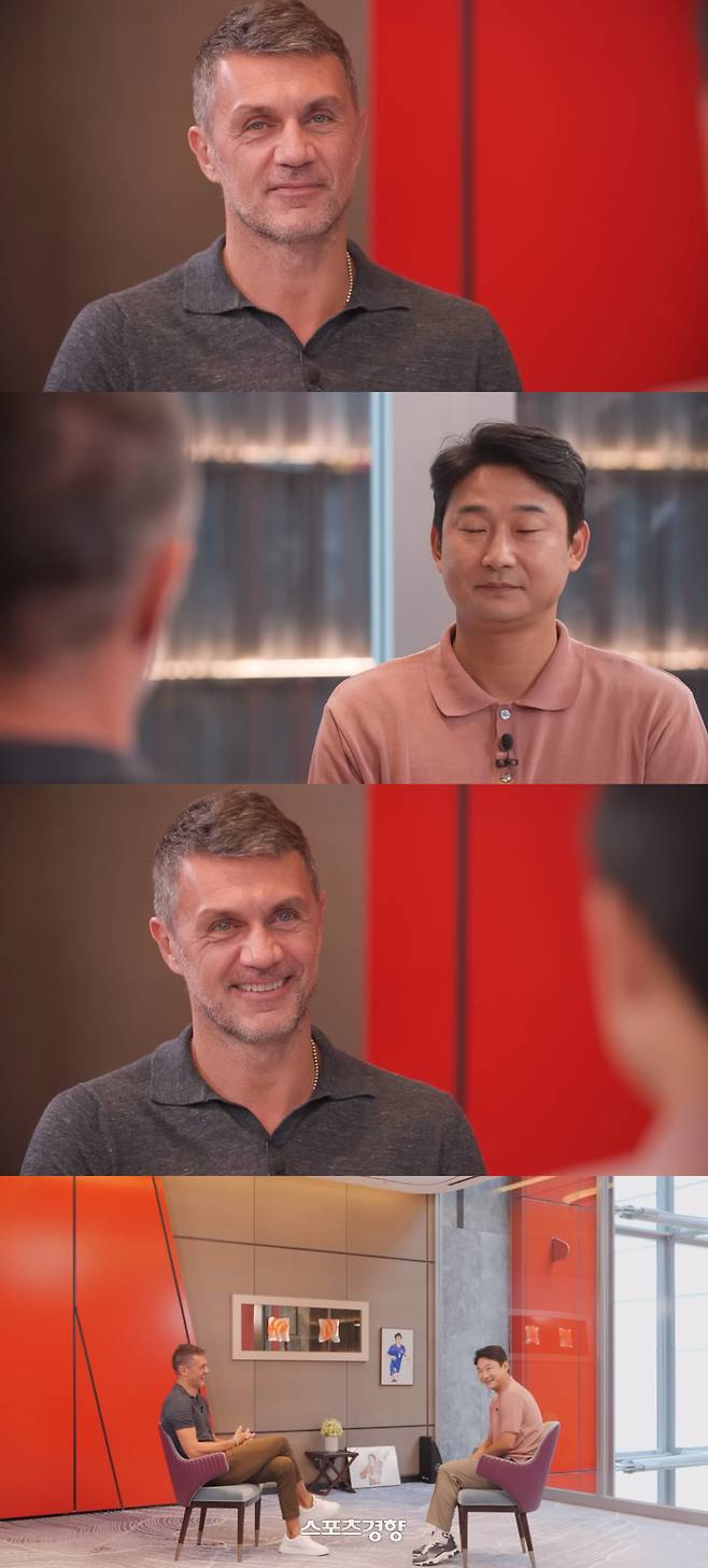 파울로 말디니를 만나 사과하는 이천수. 유튜브 방송화면