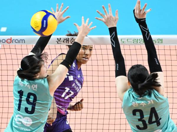 미들블로커 임무까지 수행한 레이나. 사진=KOVO