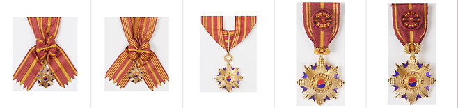 왼쪽부터 대한민국장, 대통령장, 독립장, 애국장, 애족장. 공공누리 갈무리