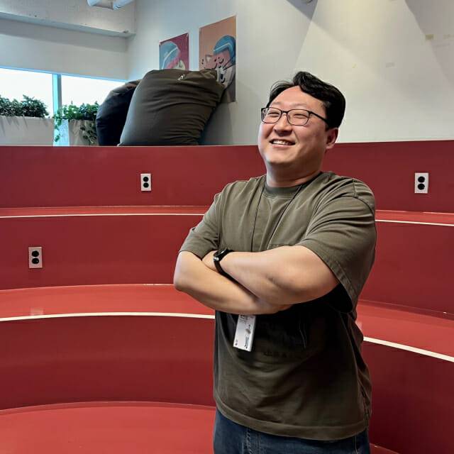 우아한형제들 배달로봇 '딜리'를 개발한 박진석 로봇하드웨어팀 매니저 (사진=신영빈 기자)