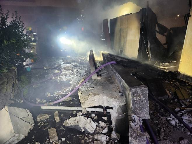 순직 사고가 발생한 화재 현장. 제주도소방안전본부 제공