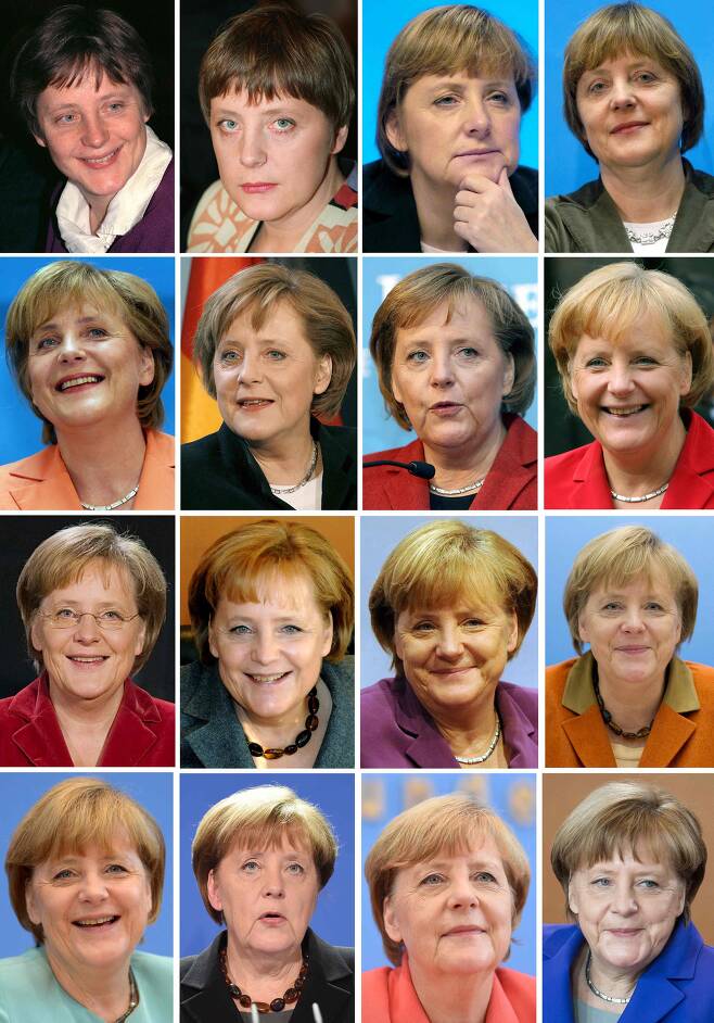 앙켈라 메르켈 총리의 1991년 부터 2016년 까지의 얼굴 콤보사진/AFP 연합뉴스