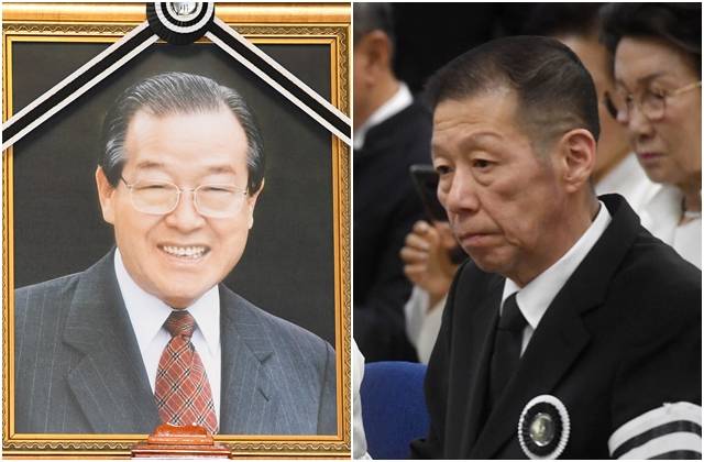 고(故) 김종필 전 국무총리(왼쪽 사진)의 장남 김진 운정장학회 이사장. 뉴시스