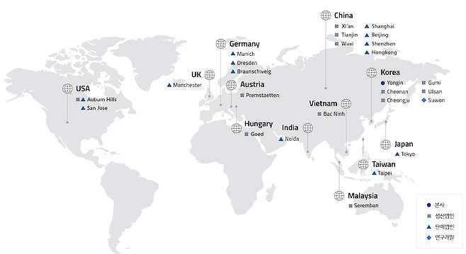 삼성SDI 글로벌 생산·판매법인 및 연구개발 거점 현황. /삼성SDI 제공