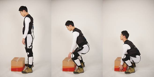 스쿼트 동작으로 물건을 들도록 하는 입는 로봇./서울대