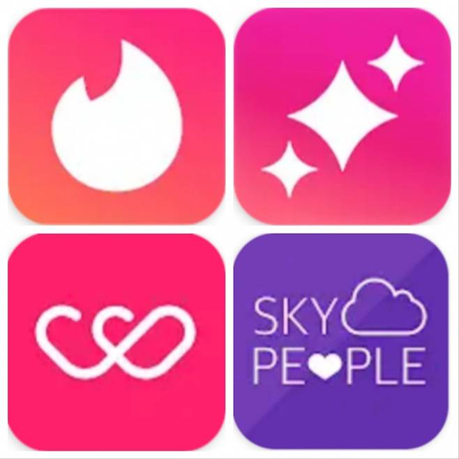 소개팅앱 틴더,글램,위피,스카이피플 로고/사진=틴더, 글램, 위피, 스카이피플 제공