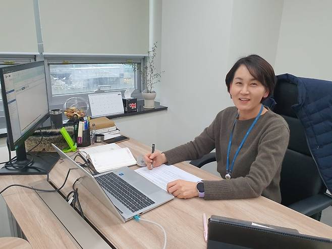 임현진 지씨씨엘 PM본부 본부장이 회사 소개를 하고 있다. 용인=윤현주 기자