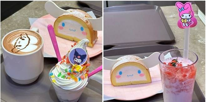 1층 카페 메뉴 주문 카운터 및 캐릭터 디저트와 음료. /사진= 강예신 여행+ 기자