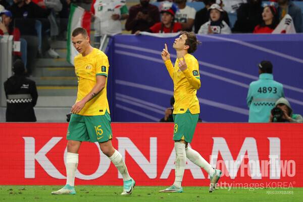 사진=게티이미지. 전반 막판 선제골을 넣은 호주