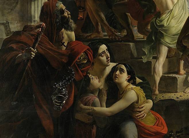 카를 브률로프, '폼페이 최후의 날'(일부 확대), 1833, 캔버스에 유채, 456.5x651cm, 러시아 미술관