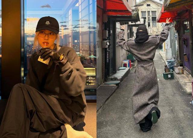 로제는 긱 시크 무드가 묻어나는 올블랙 스타일링으로 팬들의 도전 욕구를 자극했다. 로제 SNS