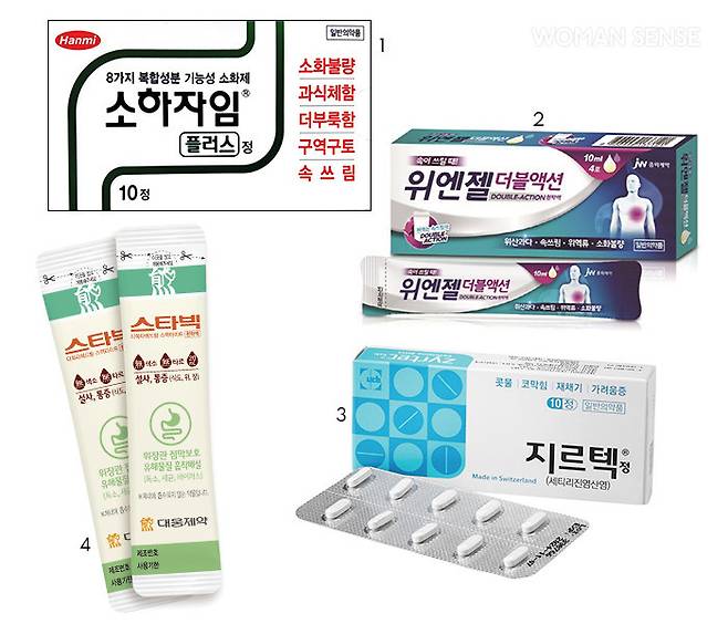 추가로 갖추면 좋은 상비약 1 소화제 소하자임 2 제산제 위엔젤 더블액션 3 항알레르기약 지르텍정 4 지사제 스타빅현탁액