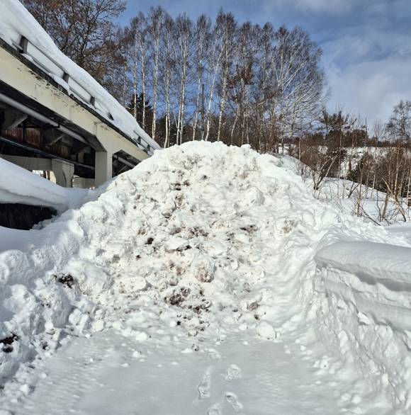 2월24일 오전, 일본 홋카이도 유바리(夕張)시 석탄박물관에서 도미오카(富岡) 마을로 들어가는 길목이 산처럼 쌓인 눈덩이로 막혀 있다.ⓒ시사저널 김현지