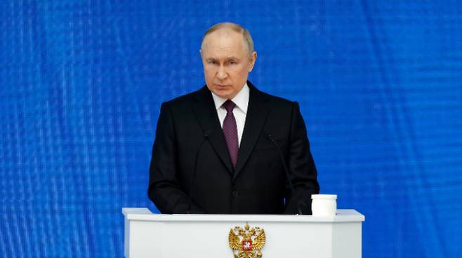 스탈린의 영향력은 지금도 계속되고 있다. 사진은 블라디미르 푸틴 러시아 대통령이 지난달 29일 모스크바에서 국정연설을 하는 모습. /사진=로이터