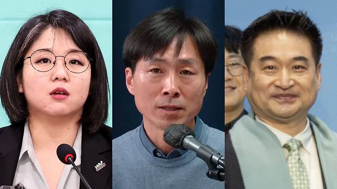 새진보연합 비례대표 후보자 용혜인 한창민 최혁진(왼쪽부터)