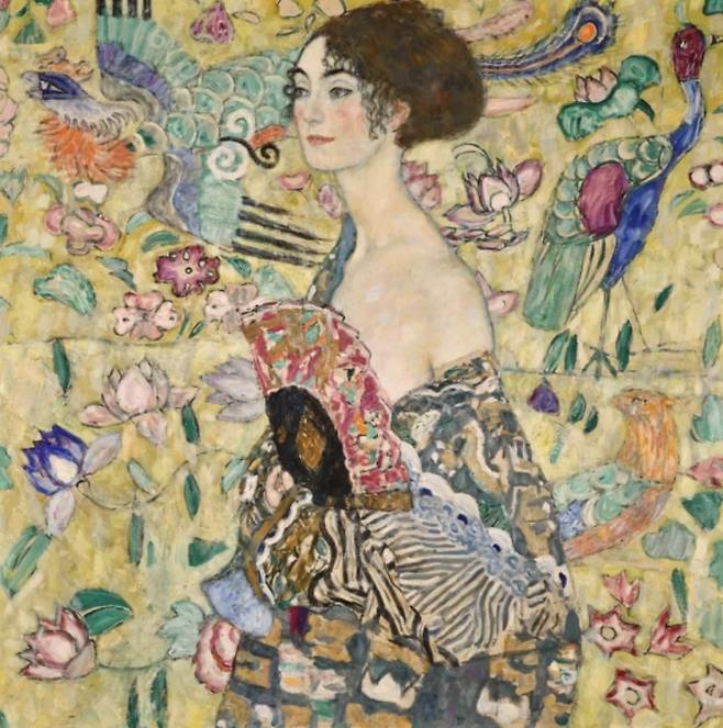 구스타프 클림트, 부채를 든 여인, 1917~1918.