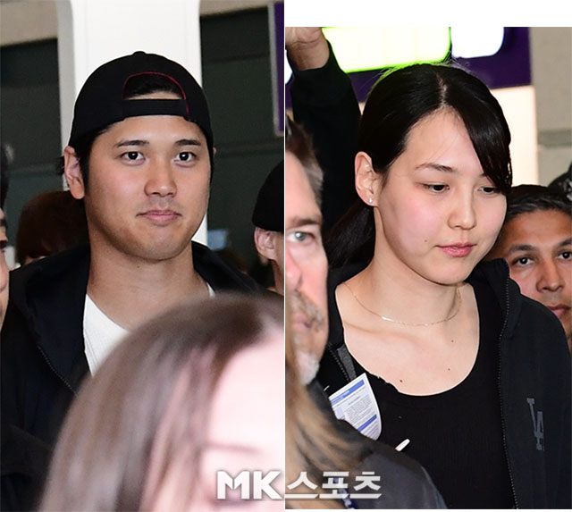 오타니-다나카 커플이 3월 15일 인천국제공항을 통해 입국했다. 사진(인천국제공항)=김영구 기자
