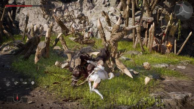 빈딕투스: 디파잉 페이트의 피오나를 활용해 주변 지형지물과 몬스터를 제압하는 모습./사진=빈딕투스: 디파잉 페이트 캡처