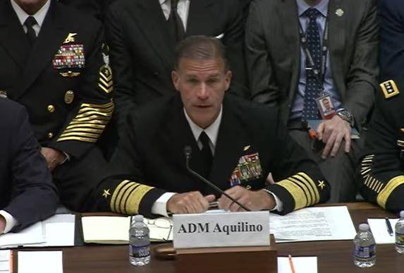 아퀼리노 美 인도태평양사령관 (워싱턴=연합뉴스) 존 아퀼리노 미 인도태평양사령관이 20일(현지시간) 워싱턴DC에서 열린 하원 군사위원회 청문회에서 증언하고 있다. 2024.3.20