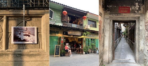 (좌로부터)탈랏 노이 골목의 야외 갤러리 , 탈랏 노이의 유명 아트 카페, 반 침 차, 중국인 공동체의 흔적이 남아 있는 탈랏 노이 풍경