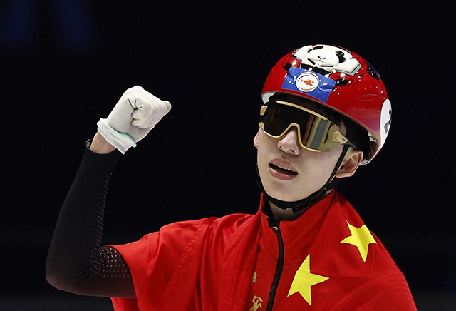 2024 세계쇼트트랙선수권 500m 금메달 획득 후 임효준. 사진=REUTERS=연합뉴스 제공