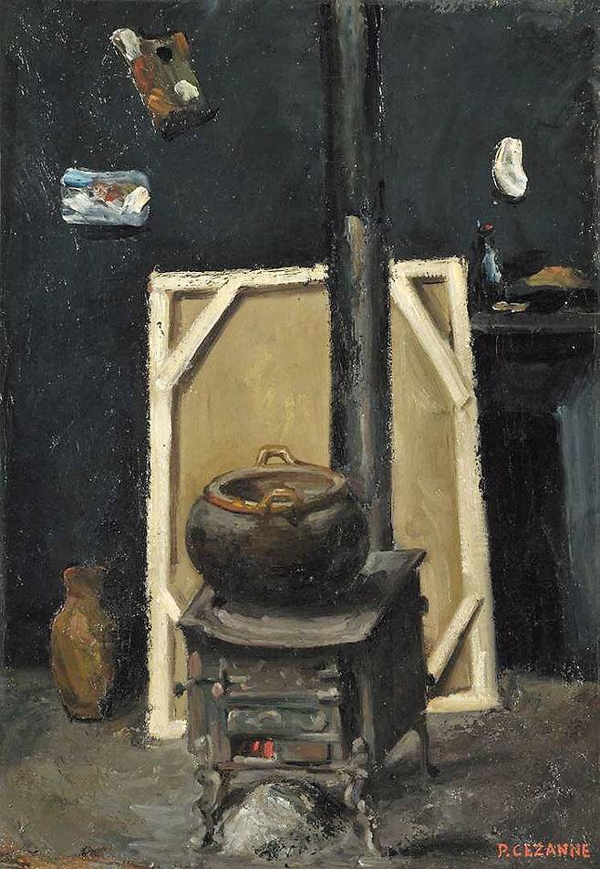 폴 세잔, 작업실의 난로, 1865년경, 캔버스에 유채, 41.30㎝, 런던 내셔널 갤러리 소장.