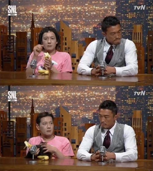 그가 인물 모사 중 가장 난감했던 대상은 이종격투기 선수 추성훈의 딸, 추사랑이었다. SNL코리아 캡처