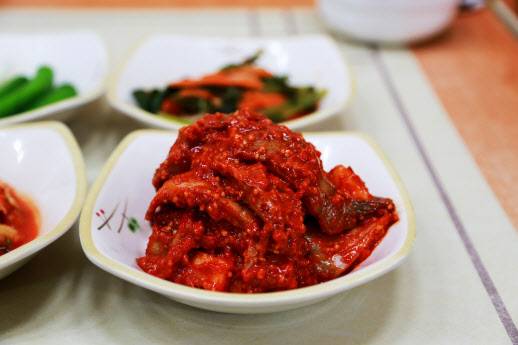 강원도 속초에서 흔히 밥반찬으로 나오는 가자미식해(이데일리 강경록 기자)