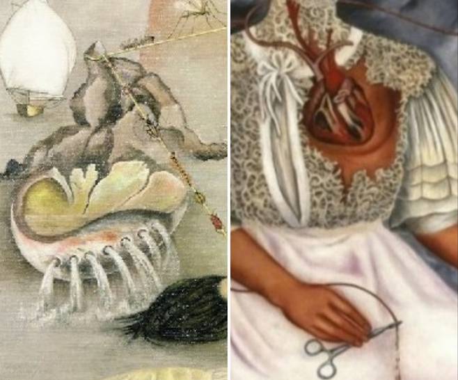 프리다 칼로, '물이 내게 준 것(좌·일부)' / '두 명의 프리다'(우·일부)