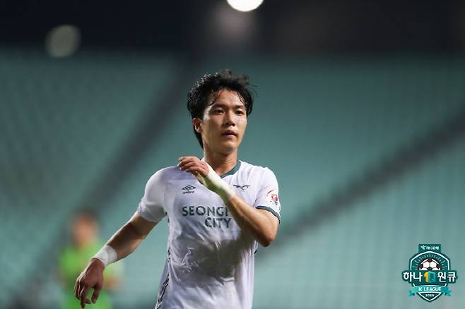 2020년 7월 11일 성남 시절 전북을 상대로 선제골을 터뜨렸던 97년생 공격수 이재원. 이날 대전과의 홈경기에서 3년9개월만에 감격의 골맛을 봤다. 사진제공=프로축구연맹