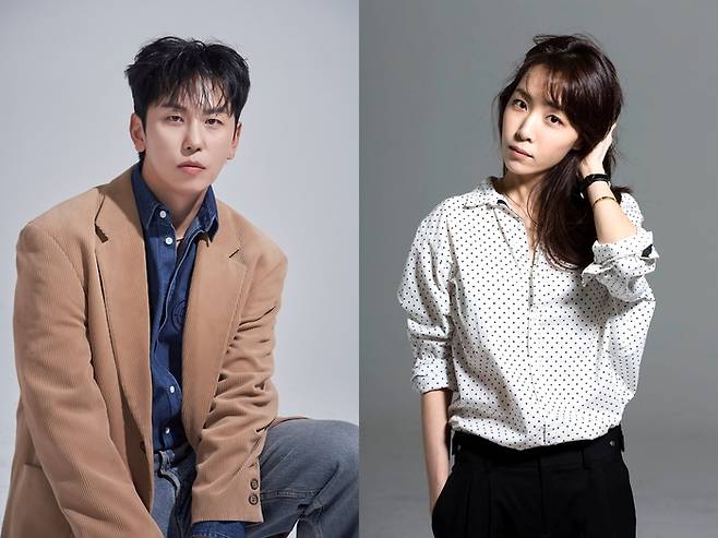 15일 발매된 JTBC 야구 예능 ‘최강야구’의 2024시즌 OST 수록곡 ‘여전히 푸르다’에 참여한 데이브레이크 이원석(왼쪽)과 작사가 김이나. 사진 미스틱스토리