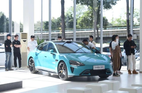 중국 기업 샤오미가 지난달 출시한 전기차 SU7. 중앙포토