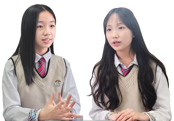 (왼쪽부터) 원일중 2학년 이혜민양, 3학년 변효정양