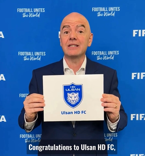 지안니 인판티노 회장이 18일(한국시각) 자신의 소셜네트워크서비스(SNS)에 울산의 2025 FIFA 클럽월드컵 출전을 축하한다. /사진=지안니 인판티노 회장 영상 갈무리