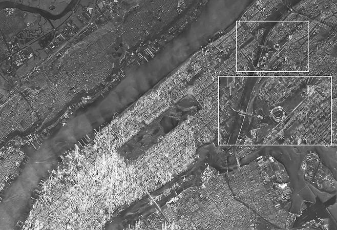한화시스템 소형 SAR 위성이 촬영한 미국 뉴욕의 '양키 스타디움' 모습 [한화시스템 제공, 재판매 및 DB 금지]