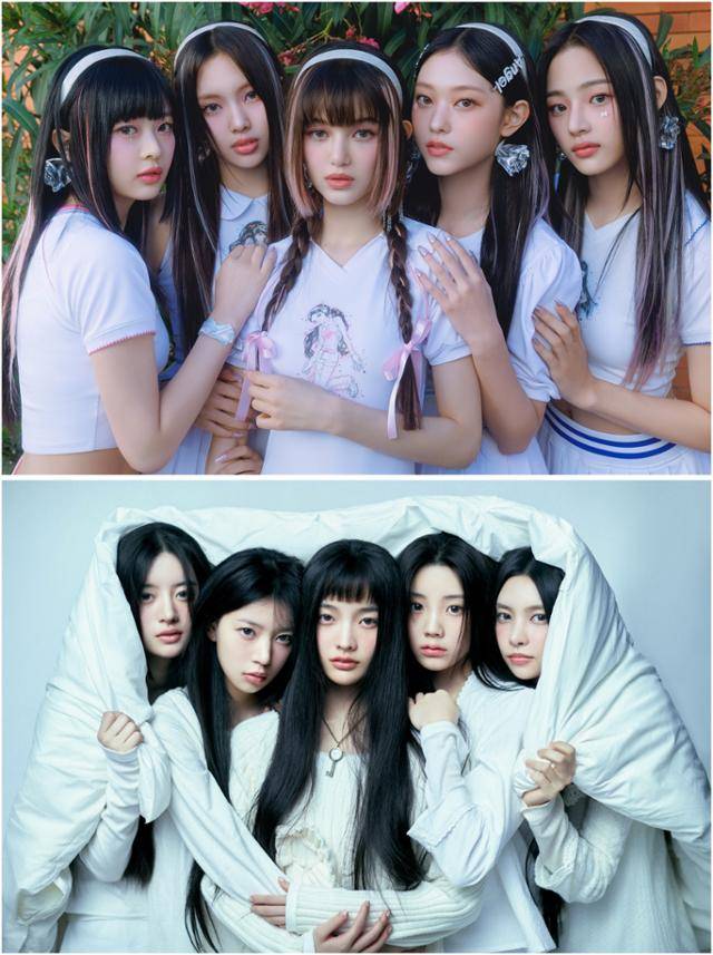 어도어의 걸그룹 뉴진스(위)와 빌리프랩의 걸그룹 아일릿. 어도어·쏘스뮤직 제공