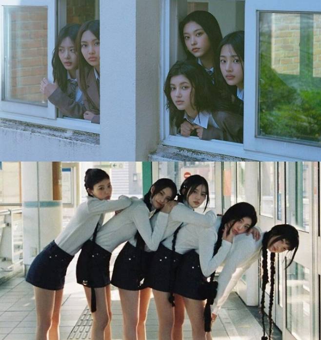 연예기획사 하이브 산하에 있는 레이블 간에 '카피 논란'이 불거졌다. 사진은 위부터 뉴진스와 아일릿. /사진=어도어