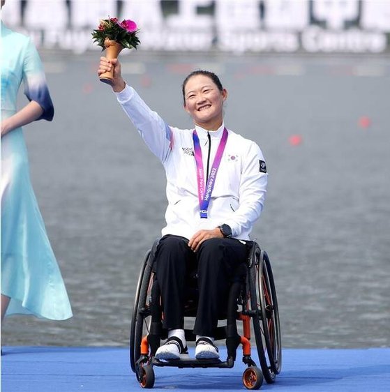 2023 항저우 장애인아시아경기대회 은메달을 따낸 장애인조정 국가대표 김세정. 사진 대한장애인체육회