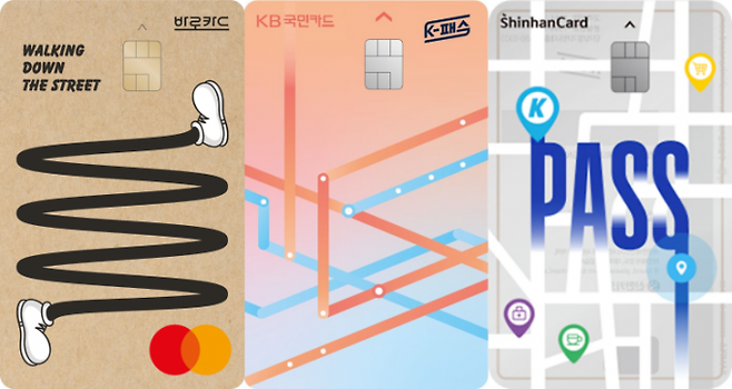BC바로 K-패스 카드, KB국민 K-패스카드, K-패스 신한카드