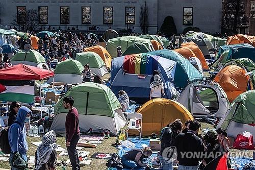 미 컬럼비아대 '텐트 농성' [AFP=연합뉴스 자료사진]