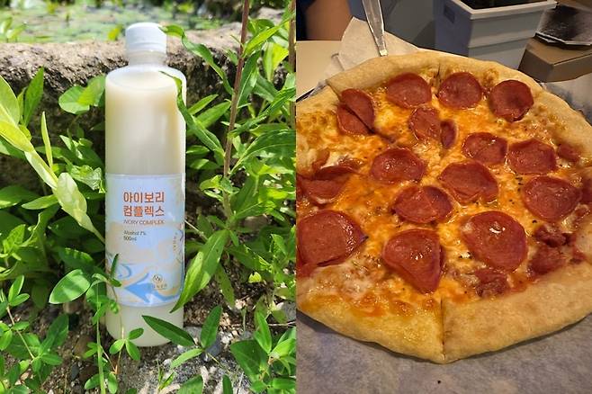 아스타팜 없이 사장님이 직접 빚은 막걸리에 피자의 조합! 의성의 이현숙씨의 또간집 무원칙주의 오두막의 시그니처다. 업체 제공