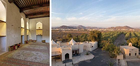 독특한 건축미와 실내 장식이 특징인 자브린 성 내부, 자브린 성 꼭대기에서 바라다본 주변 마을 풍경