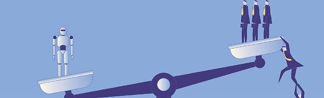 인공지능이 사람의 일자리를 거의 다 대체하고 노동의 가치가 거의 없거나 사라지는 신계급사회가 올지 모른다는 암울한 예측마저 나온다. 게티이미지뱅크