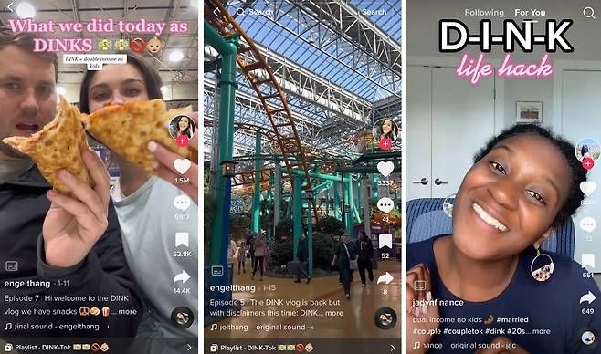 틱톡 등 소셜미디어에 ‘딩크’ ‘딩콰드’를 주제로 한 바이럴 영상 등이 인기를 모으고 있다. ⓒ틱톡 갈무리