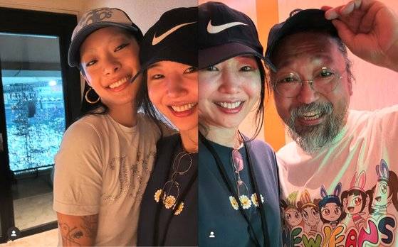 민희진 어도어 대표와 리나 사와야마, 무라카미 다카시와. 사진 민희진 어도어 대표 인스타그램 캡처