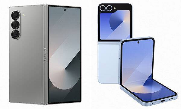 갤럭시Z 폴드6 실버 쉐도우 색상(왼쪽 사진)과 플립6 블루 색상. 삼성전자 제공