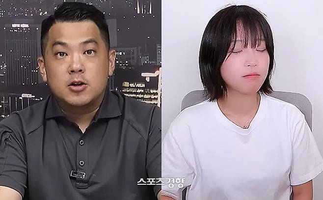‘렉카연합’ 소속 일부 유튜버들이 쯔양(오른쪽)을 협박해 금전을 갈취한 고발 사건이 검찰 수사부에 배당돼 수사가 개시될 전망이다. 유튜브 방송화면