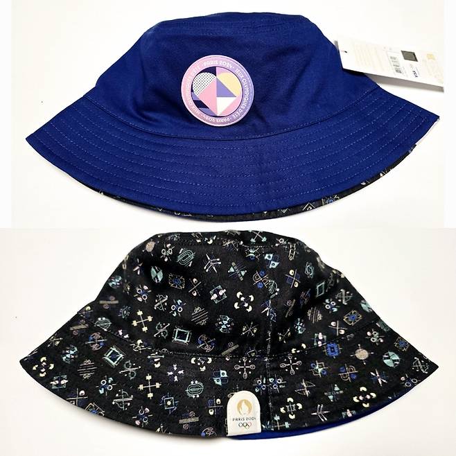 구입한 파리 올림픽 기념 버킷햇은 양면으로 사용 가능했다. 아쉽게도 머리가 커 써보지 못했다.