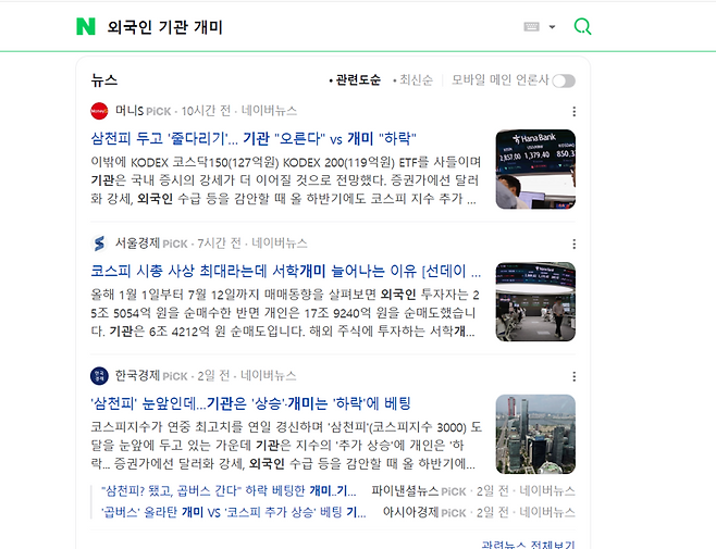많은 기사들이 기관, 외국인이 산 종목이 올랐다는 내용을 보도하는데 보통 외국인과 기관은 특정 종목의 가격을 올리면서 매수하기 때문에 그들이 산 종목은 단기적으로 오르는 경우가 많다.
